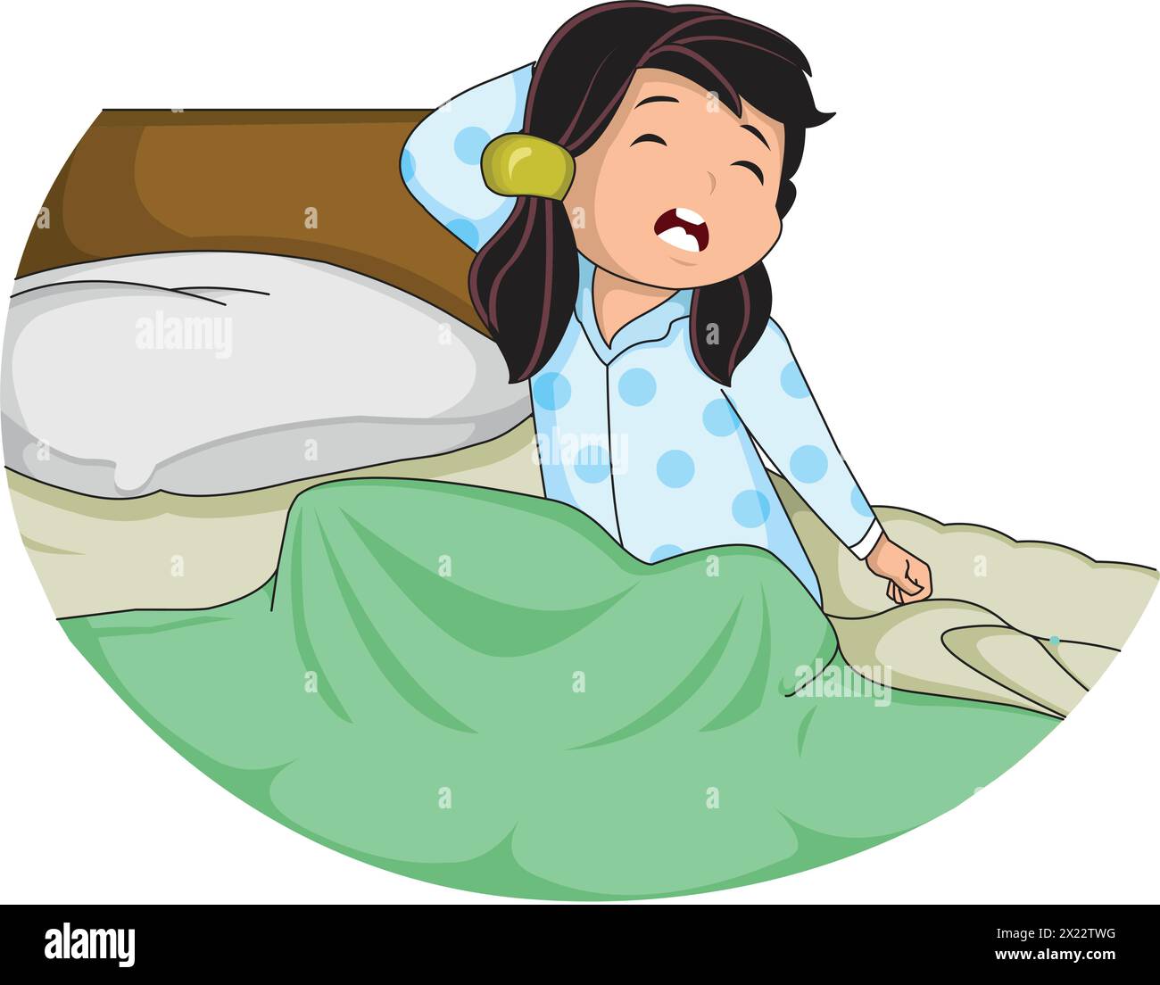Cute girl waking up in the morning vector illustration Stock Vector