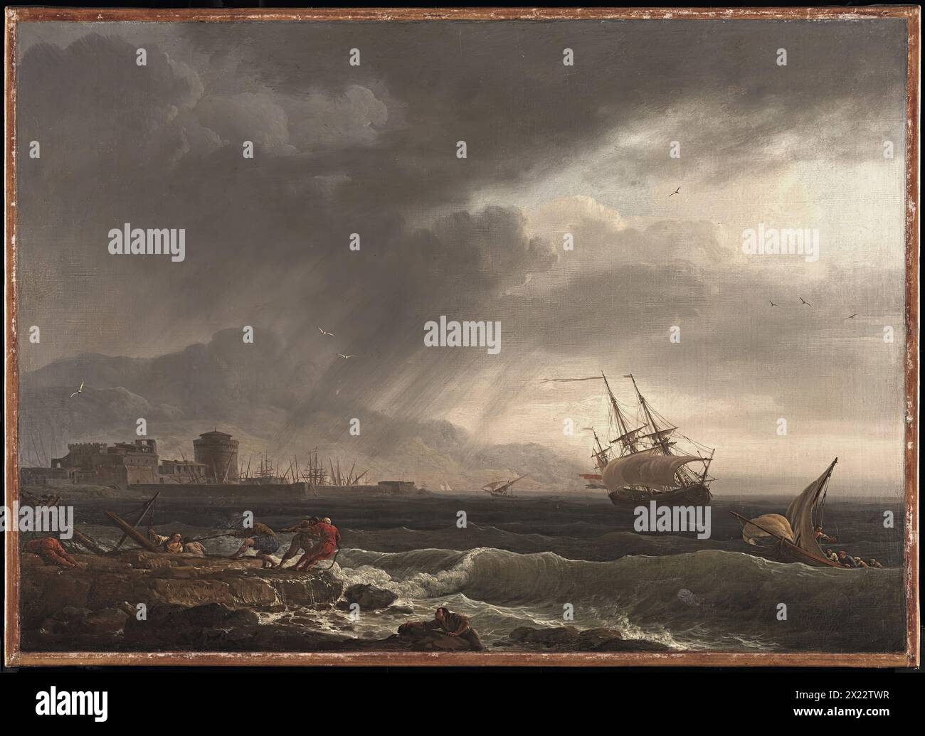Ship in stormy sea 18th century hi-res stock photography and images - Alamy