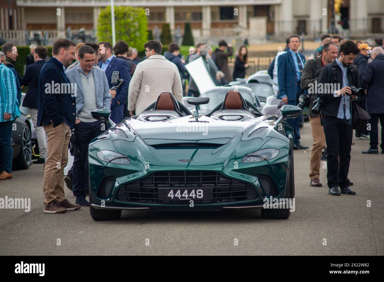 London, UK. 19th Apr, 2024. Record Gathering of Aston Martin Valkyries at Salon Privé held in the grounds of The Royal Hospital Chelsea. Bentleys, Jaguars, Frazer Nashes on display. The largest known gathering of 14 Aston Martin Valkyries being the morning's highlight. Credit: Peter Hogan/Alamy Live News Stock Photo