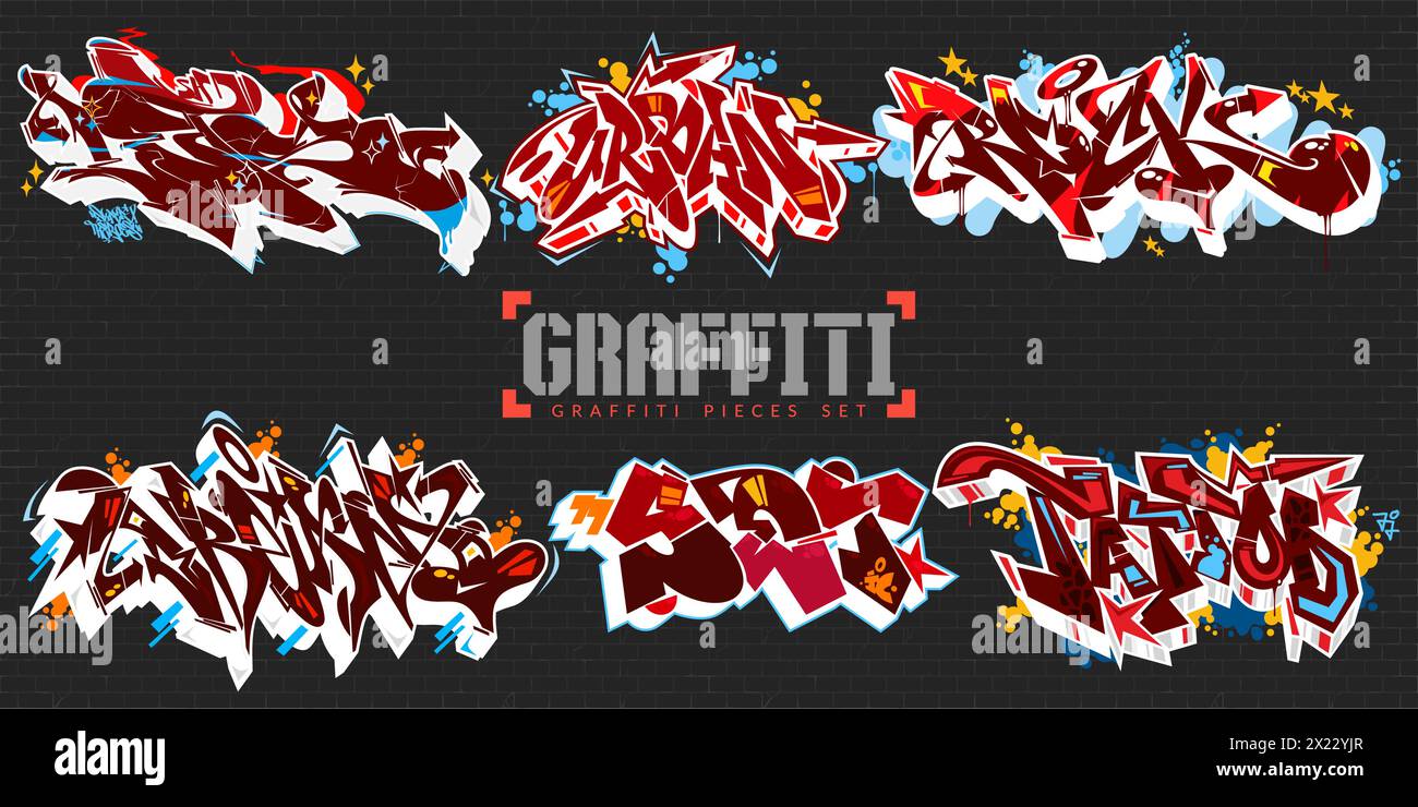 Trendy Dark Abstract Colorful Urban Graffiti Style Street Art Lettering ...
