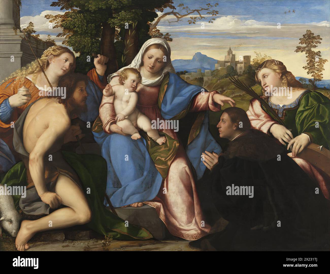 The Virgin and Child with Saints and a Donor, 1518. Stock Photo