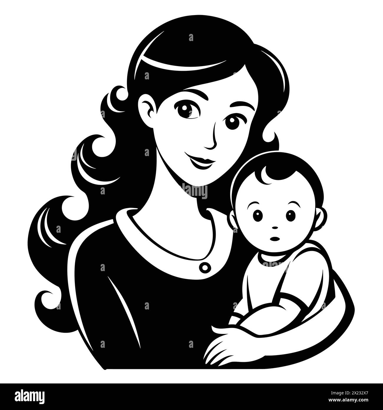 Unconditional Love: Mother & Baby silhouette Stock Vector
