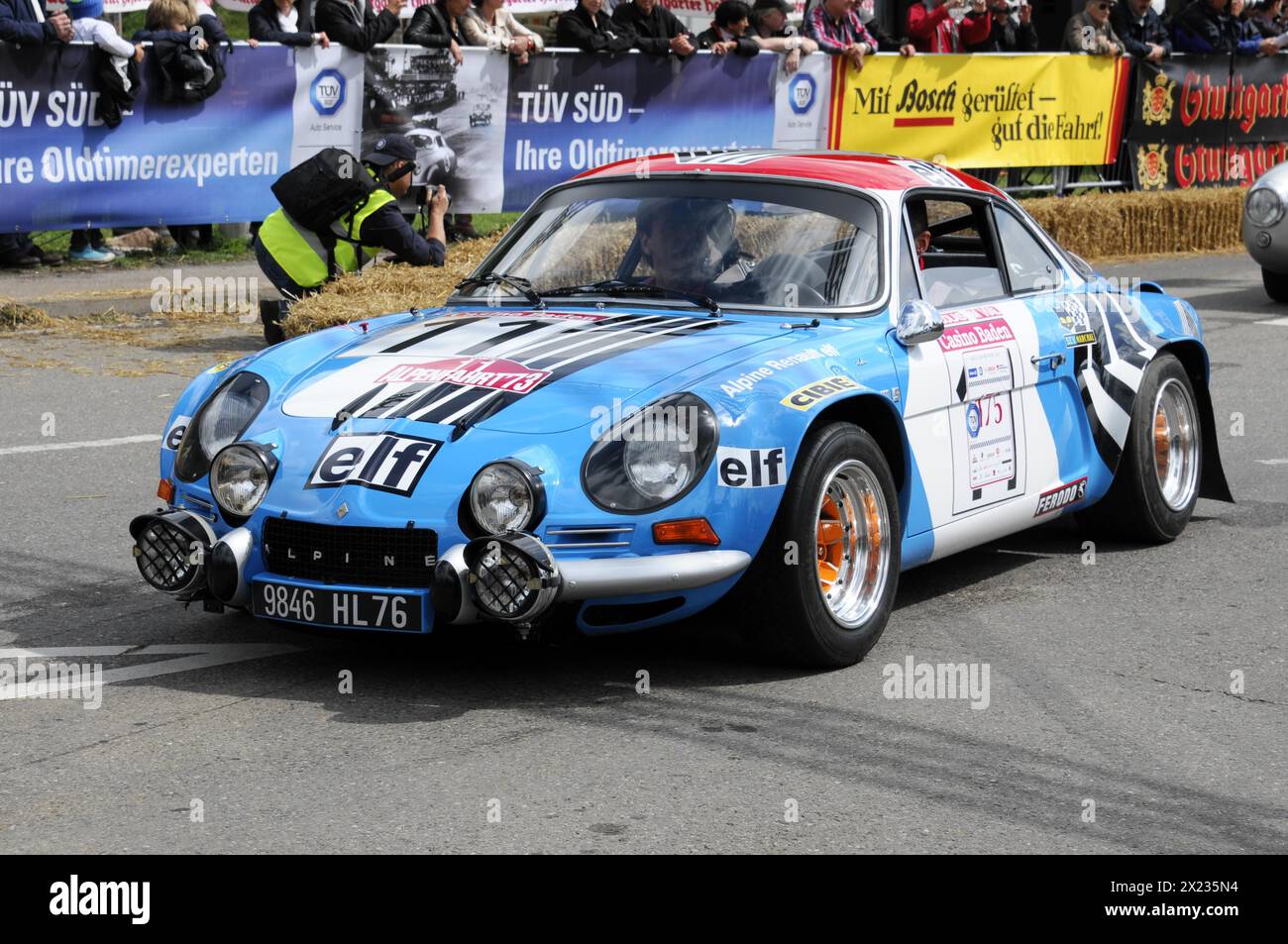 Alpine-Renault A110 1800, built in 1973, A blue Renault Alpine vintage car with the number 8 on a busy race track, SOLITUDE REVIVAL 2011, Stuttgart Stock Photo