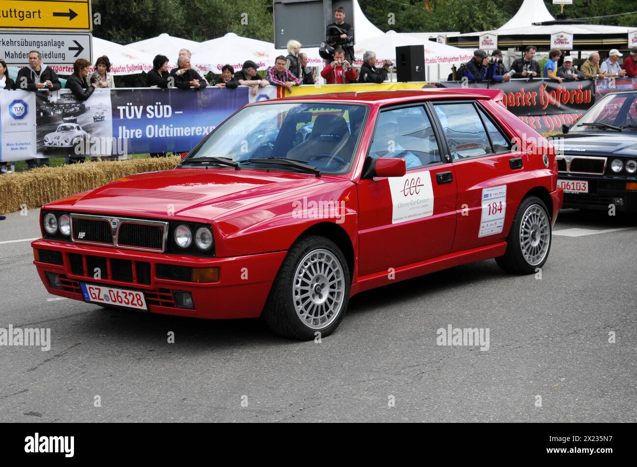 A red Audi rally car with starting number 184 drives on a race track, SOLITUDE REVIVAL 2011, Stuttgart, Baden-Wuerttemberg, Germany Stock Photo