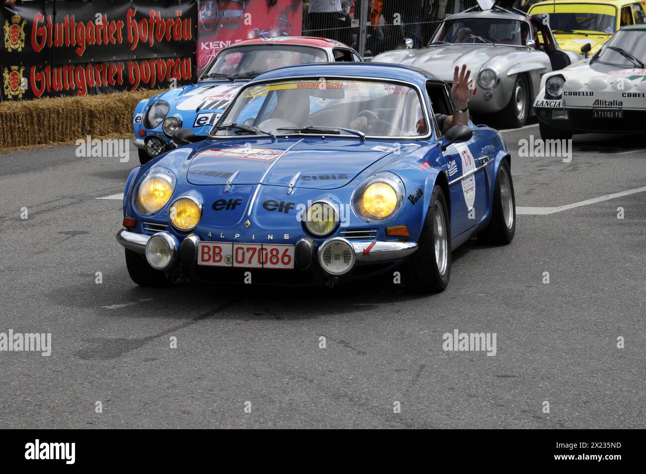 A blue Renault Alpine with the number 8 at a classic car race meeting, SOLITUDE REVIVAL 2011, Stuttgart, Baden-Wuerttemberg, Germany Stock Photo