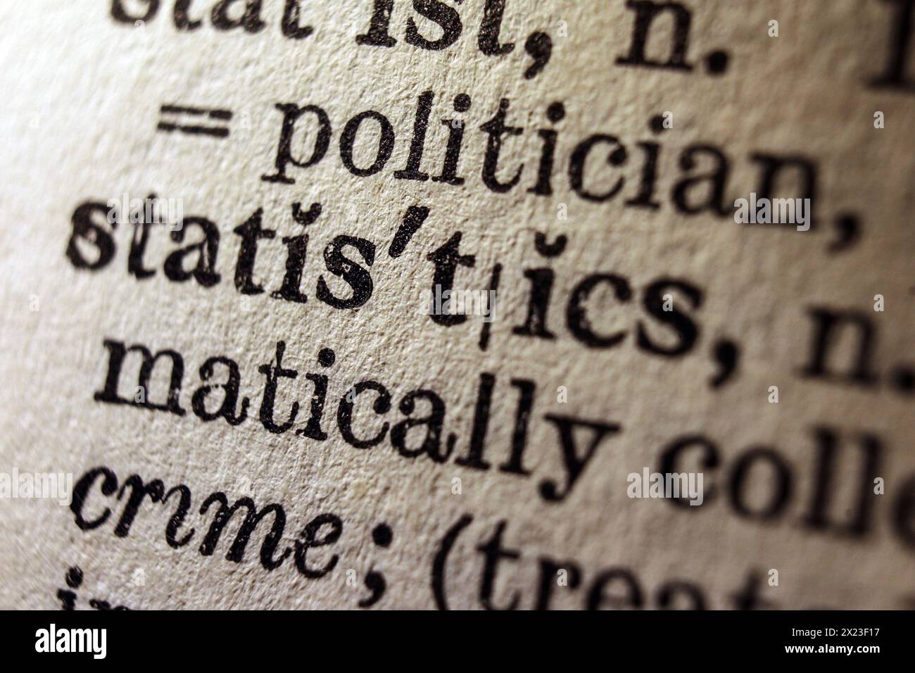 Word statistics on dictionary page, macro close-up Stock Photo