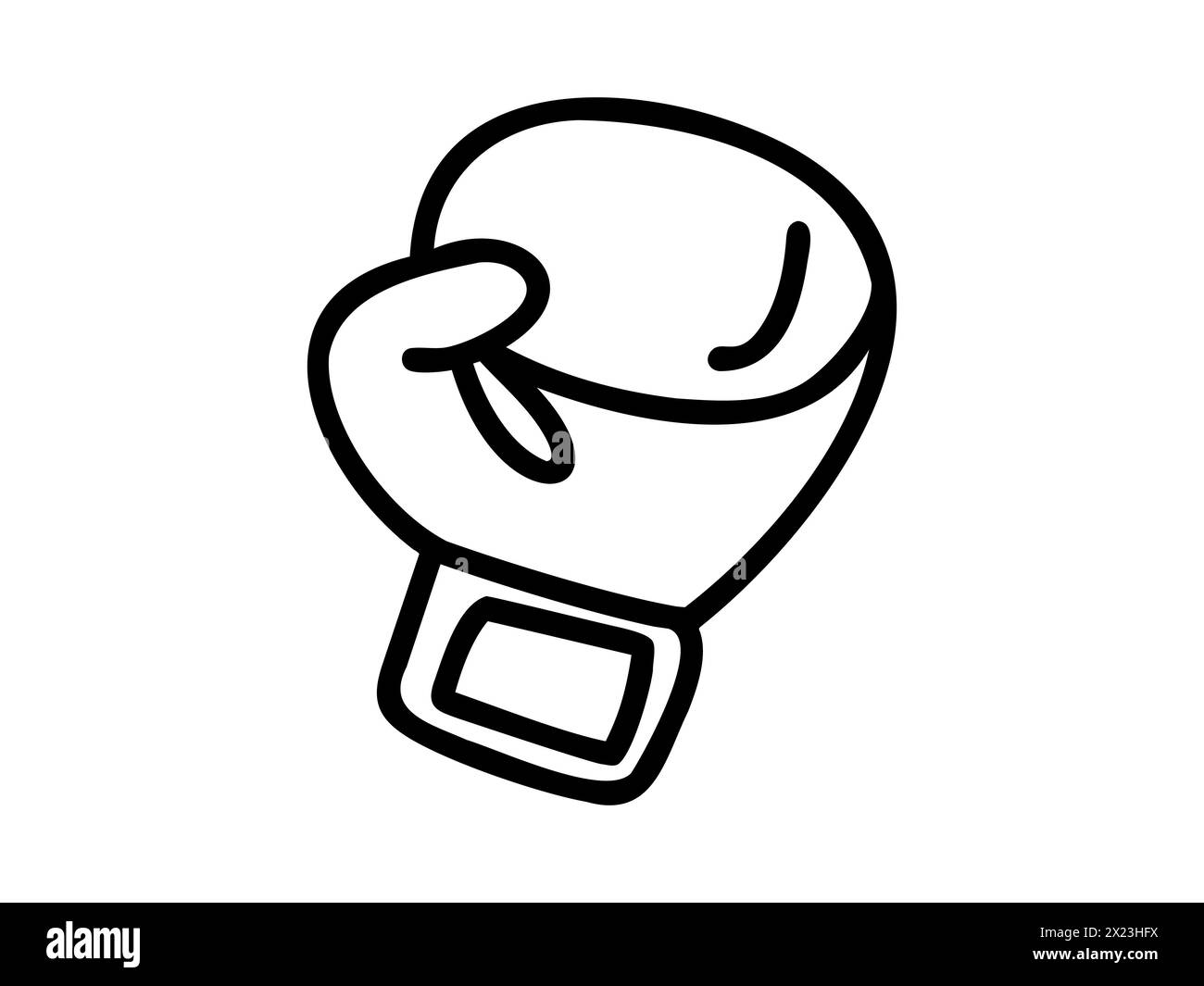 Outline illustration of boxing glove. Contour of sporting glove. Black ...