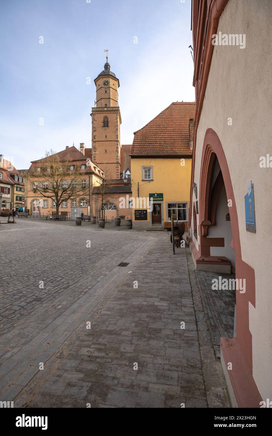 The market square in Volkach, Kitzingen, Lower Franconia, Franconia, Bavaria, Germany, Europe Stock Photo