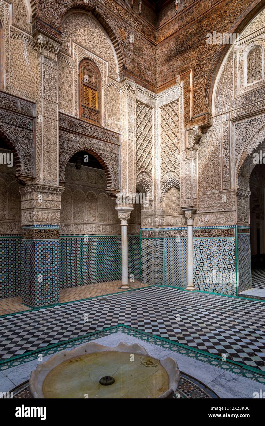 fez-morocco-march-18-2024-al-attarine-madrasa-fez-medina-morocco