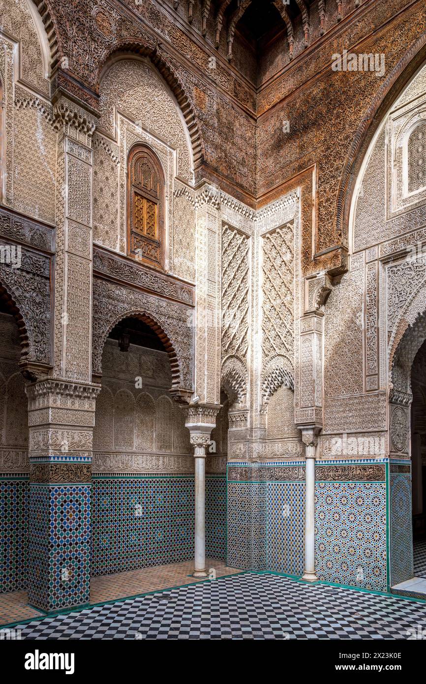 Fez, Morocco March 18, 2024 AlAttarine Madrasa, Fez medina, Morocco