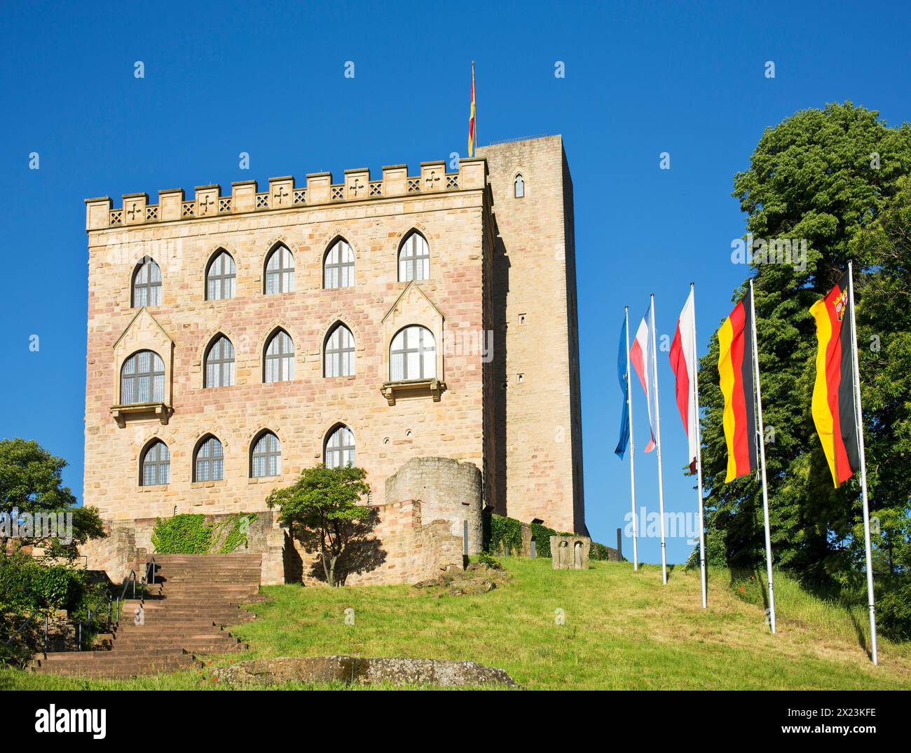 The east facade of Hambach Castle in Neustadt an der Weinstrasse, Rhineland-Palatinate, Germany Stock Photo