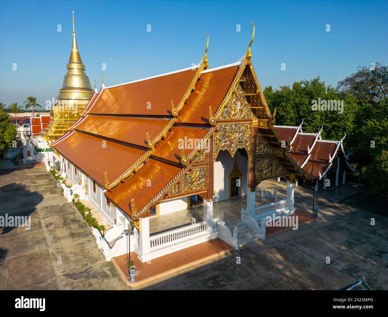 Wat Phra Kaeo Don Tao is a Thai theravada Buddhist temple located in Lampang, Thailand. Stock Photo