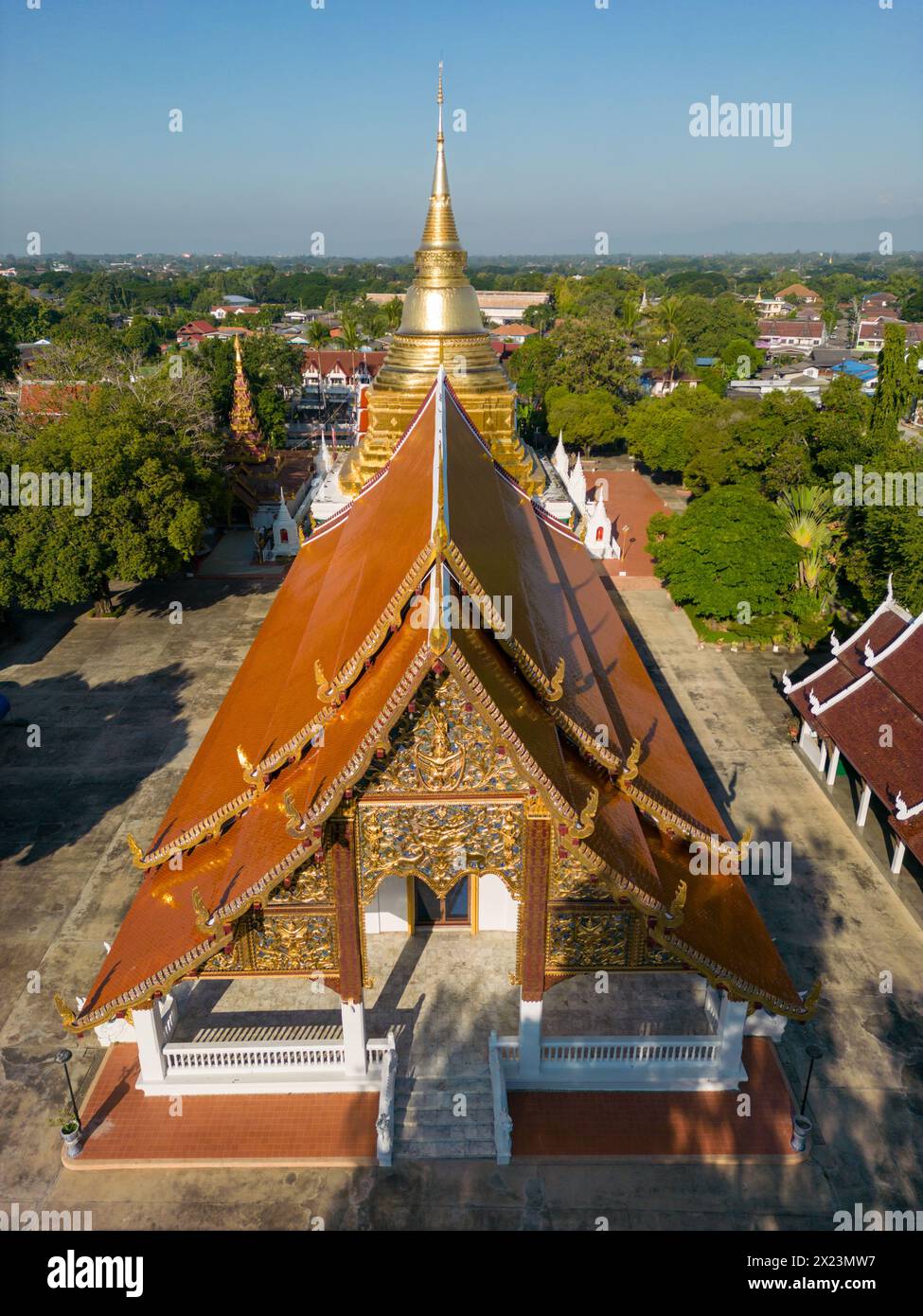 Wat Phra Kaeo Don Tao is a Thai theravada Buddhist temple located in Lampang, Thailand. Stock Photo