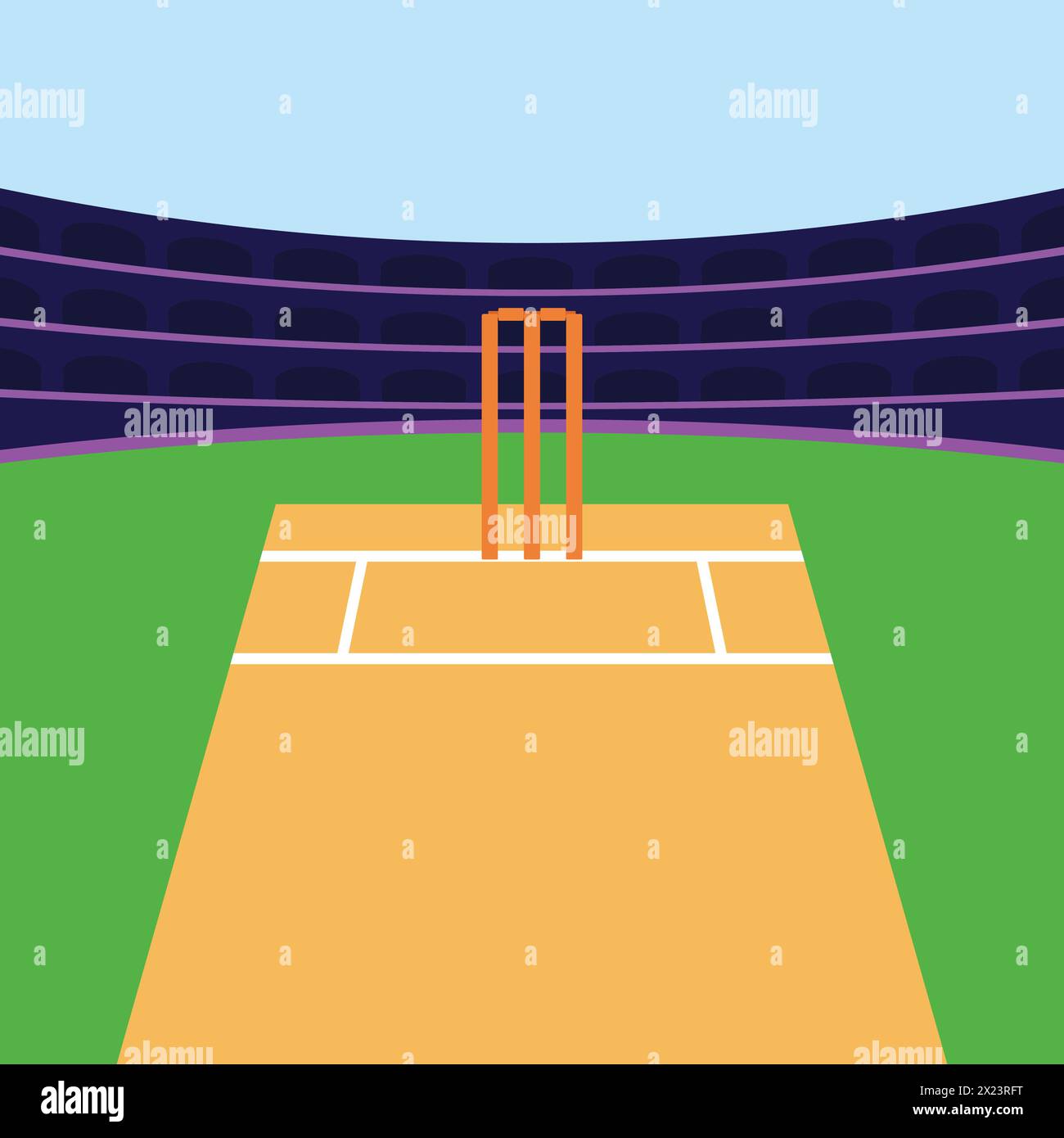 Cricket stadium illustration vector Cricket Pitch Icons Vector Cricket Sports Stock Vector
