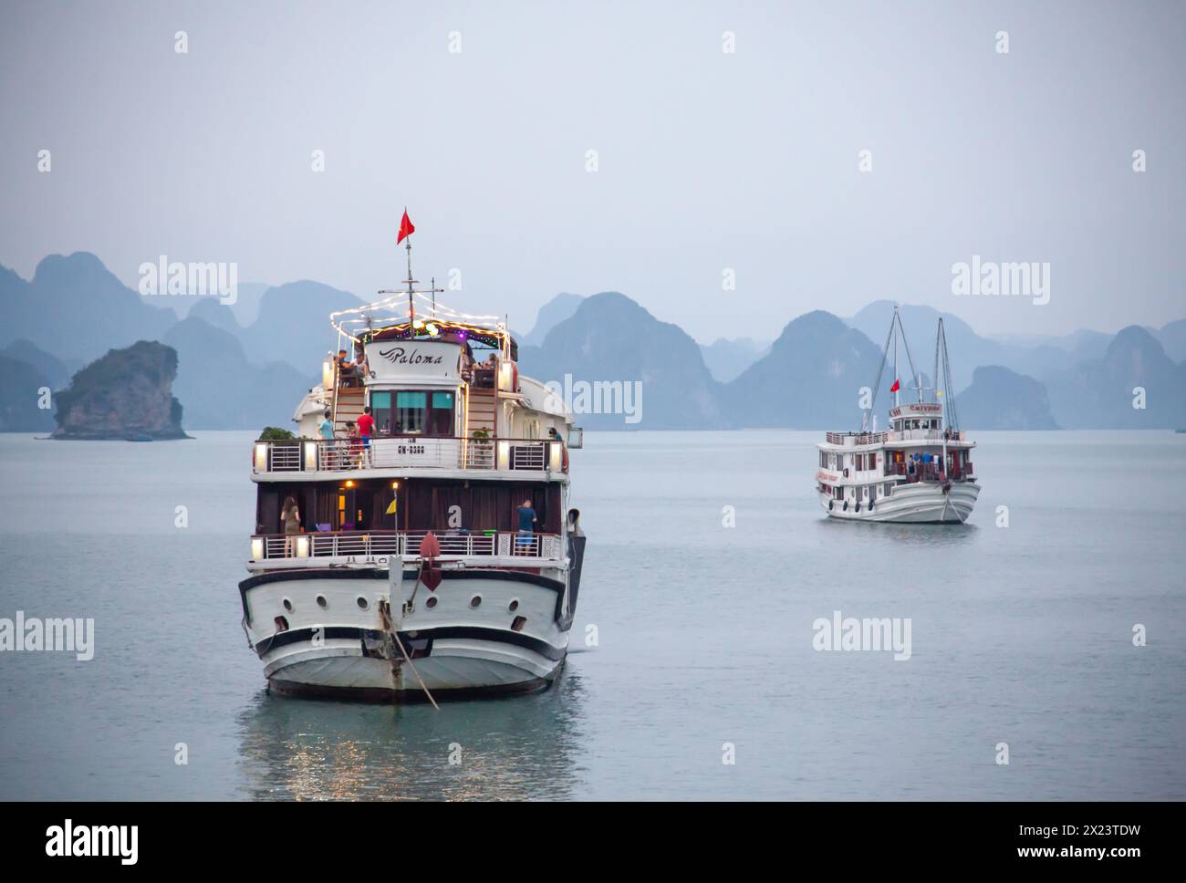 Tourist ships in Halong Bay, Vietnam Stock Photo