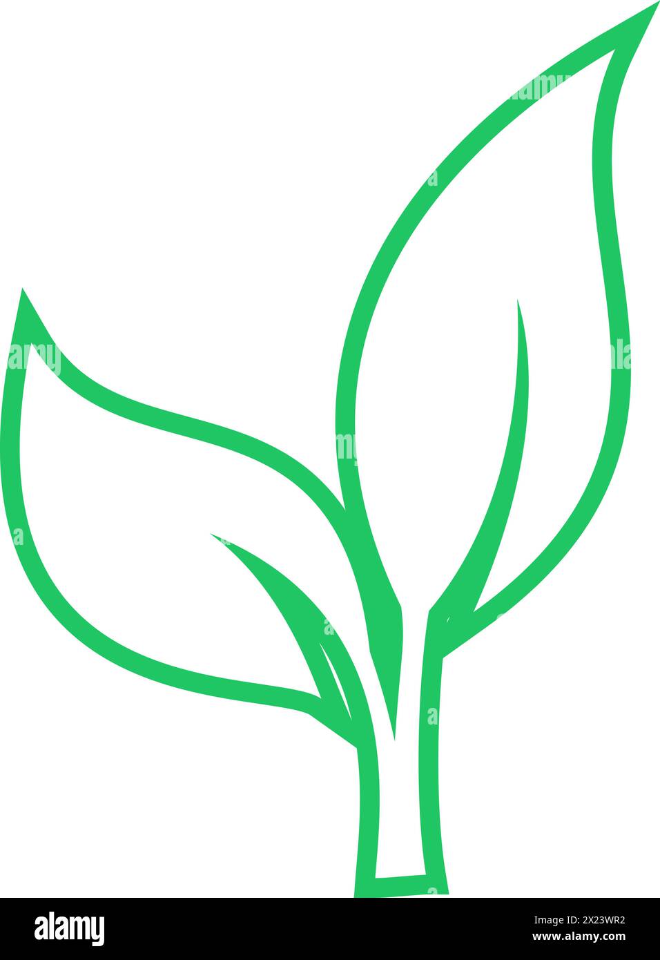 Linear green leaf icon as an environmental protection concept Stock Vector