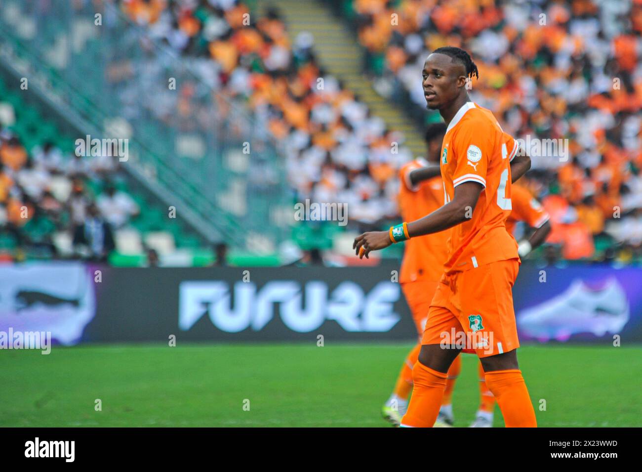 ABIDJAN, COTE D'IVOIRE - JANUARY 18;    Ousmane Diomande of Cote D'Ivoire during the TotalEnergies Caf Africa Cup of Nations (Afcon 2023) match betwee Stock Photo