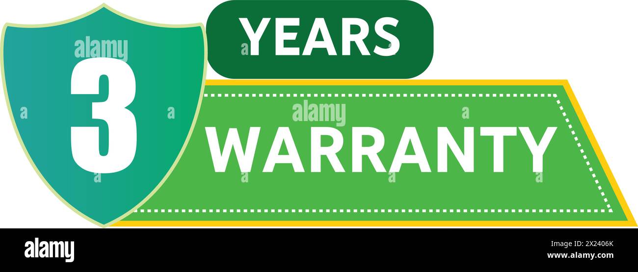 3 year warranty, warranty seal stamp, warranty colorful badge, Three