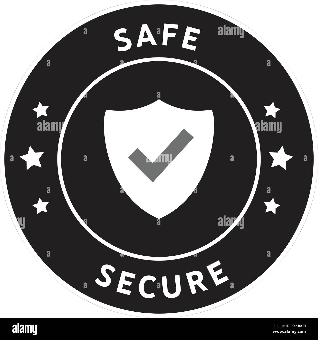 Safe Secure sign, safe symbol in Black seal, Safe Secure seal, protect technology, Protection icon, Shield security icon, cyber shield Stock Vector