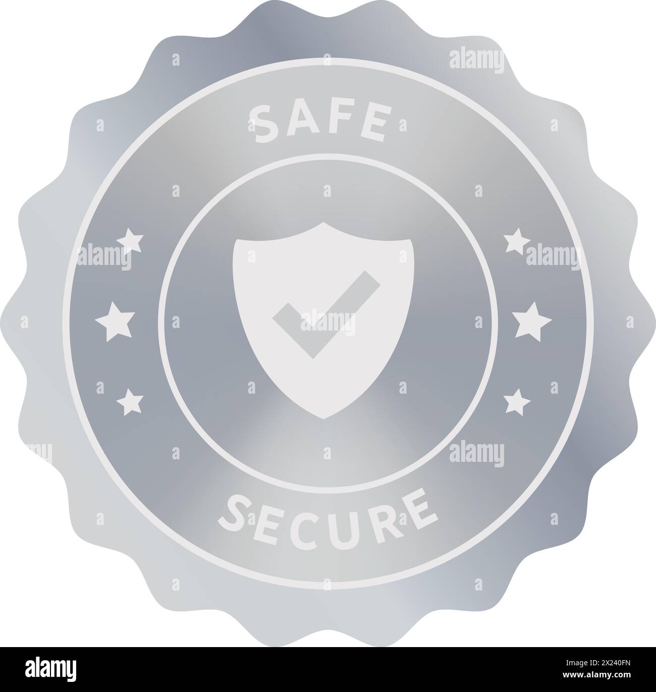 Safe Secure sign, safe symbol in Silver seal, Safe Secure seal, protect technology, Protection icon, Shield security icon, cyber shield Stock Vector