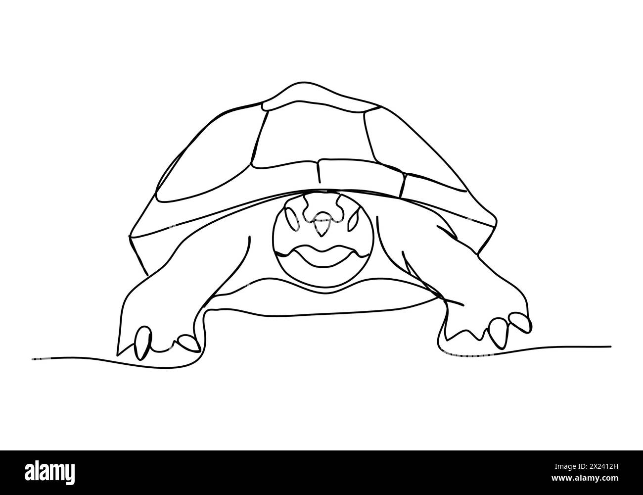 Turtle. One line drawing animation, video clip with alpha channel. Stock Vector