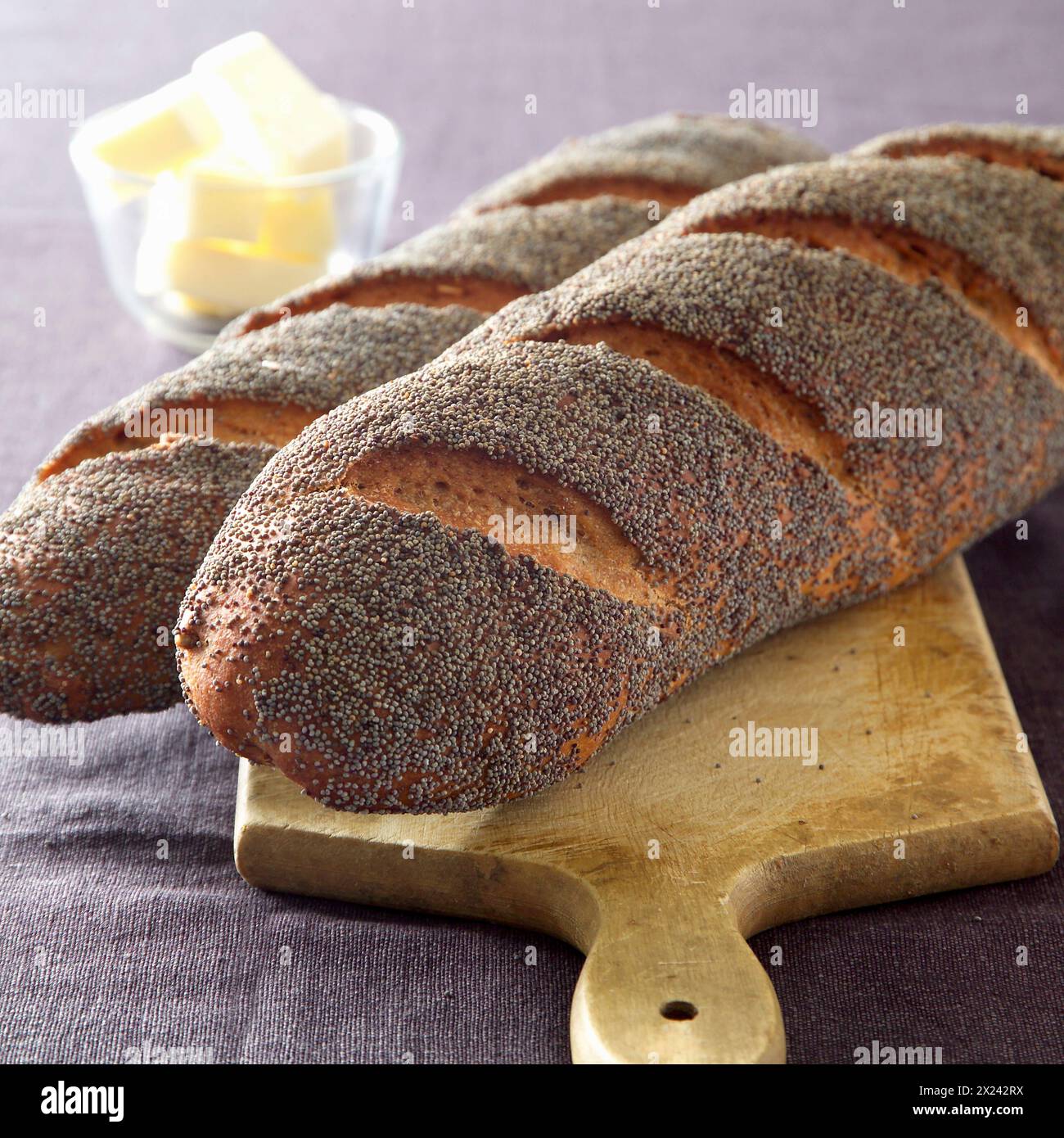 Wholemeal bread with poppy seeds and pecans Stock Photo