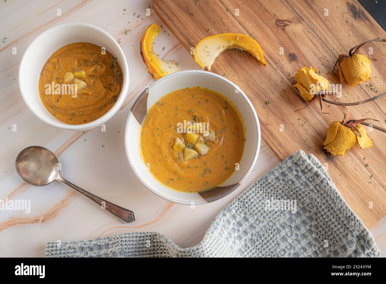 Butternut squash soup Stock Photo