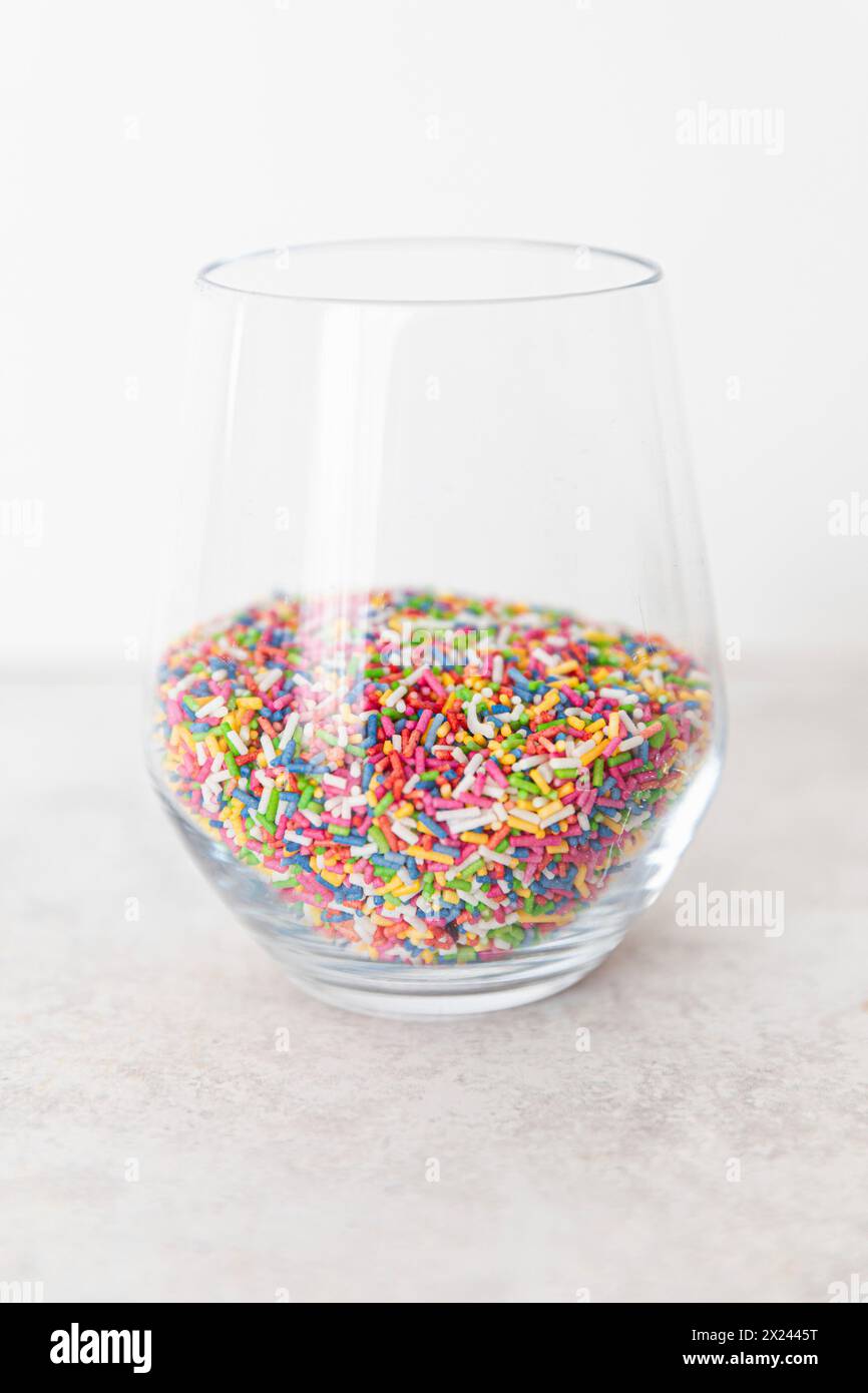 Colourful sugar sprinkles in a jar Stock Photo