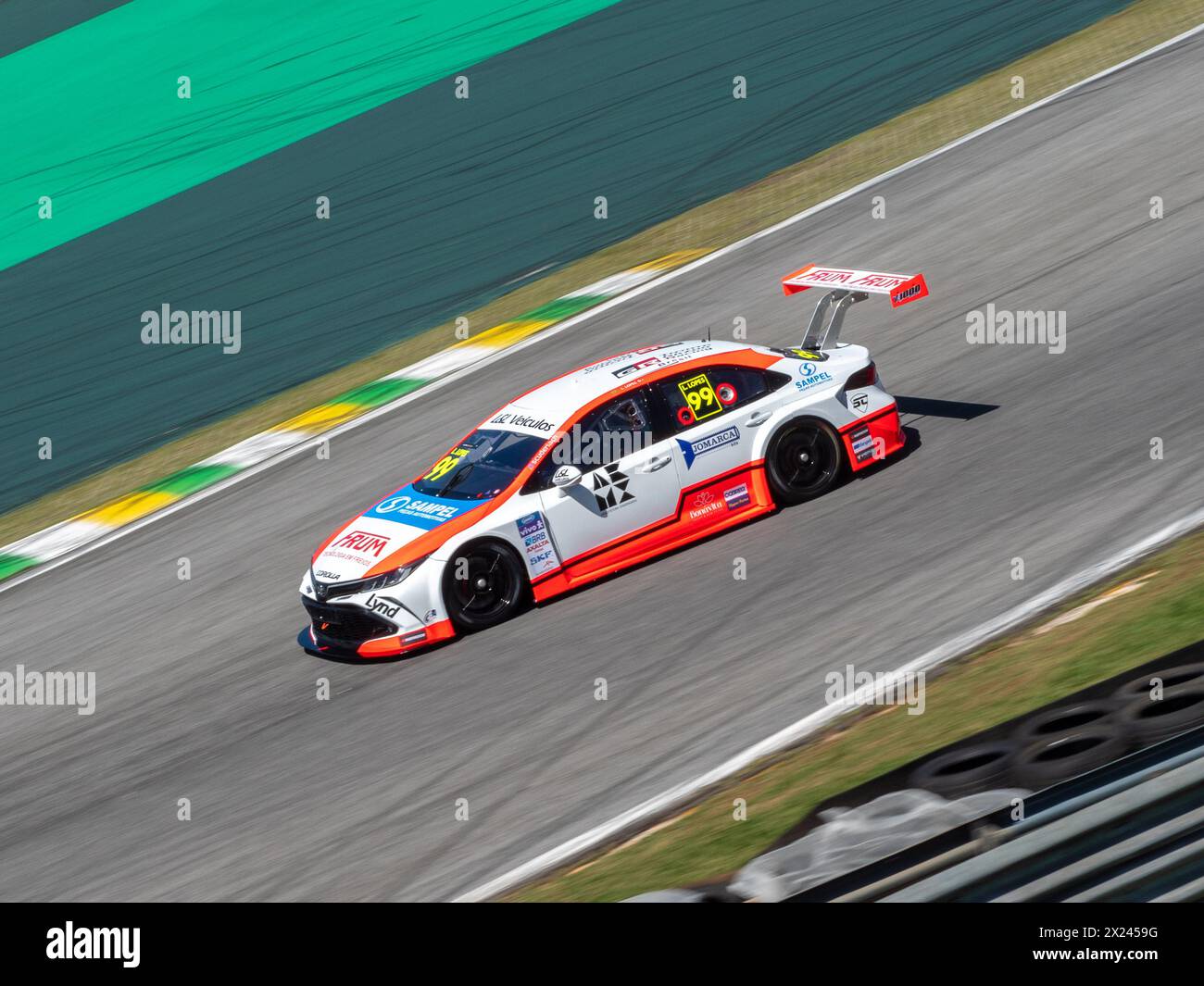 April 19, 2024, Sao Paulo, Sao Paulo, Brasil: SAO PAULO, (SP) - 04/19/2024 - STOCKCAR/MITSUBISHI/ESPORTE/SP - View of the free practice sessions for Stock Car, Formula 4 and the presentation of Mitsubishi as a new brand that will participate in Stock Car from the year 2025 with new SUV bodies. Fernando Julianelli, CEO of vicar, led the presentation with guests representing the Japanese brand and the drivers who best represented Mitsubishi in Stock Car at the beginning of the 200s, such as Caca Bueno and Ingo Hoffman, as well as driver Guilherme Spinelli, a big name for the company in the rally Stock Photo