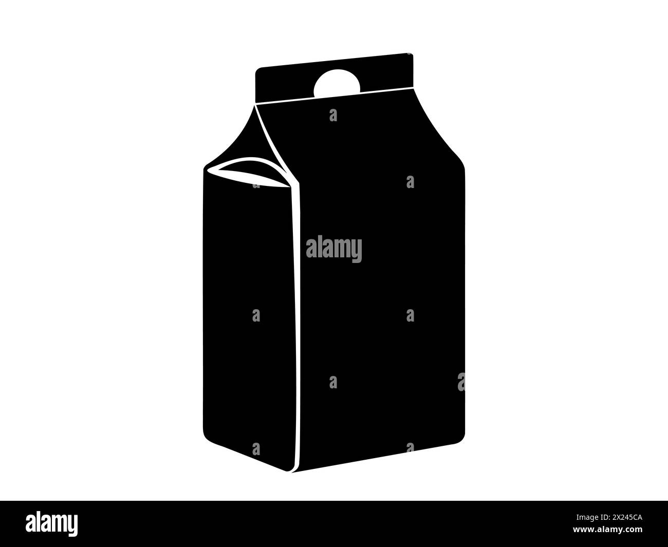 Black silhouette of milk carton or juice carton. Simplistic packaging