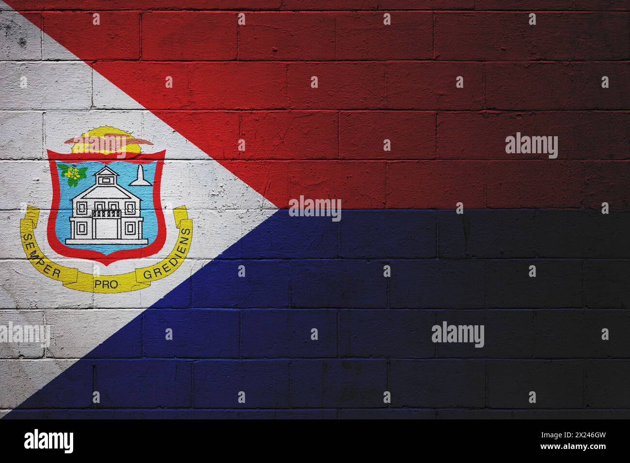 Flag of Sint Maarten painted on a cinder block wall Stock Photo - Alamy