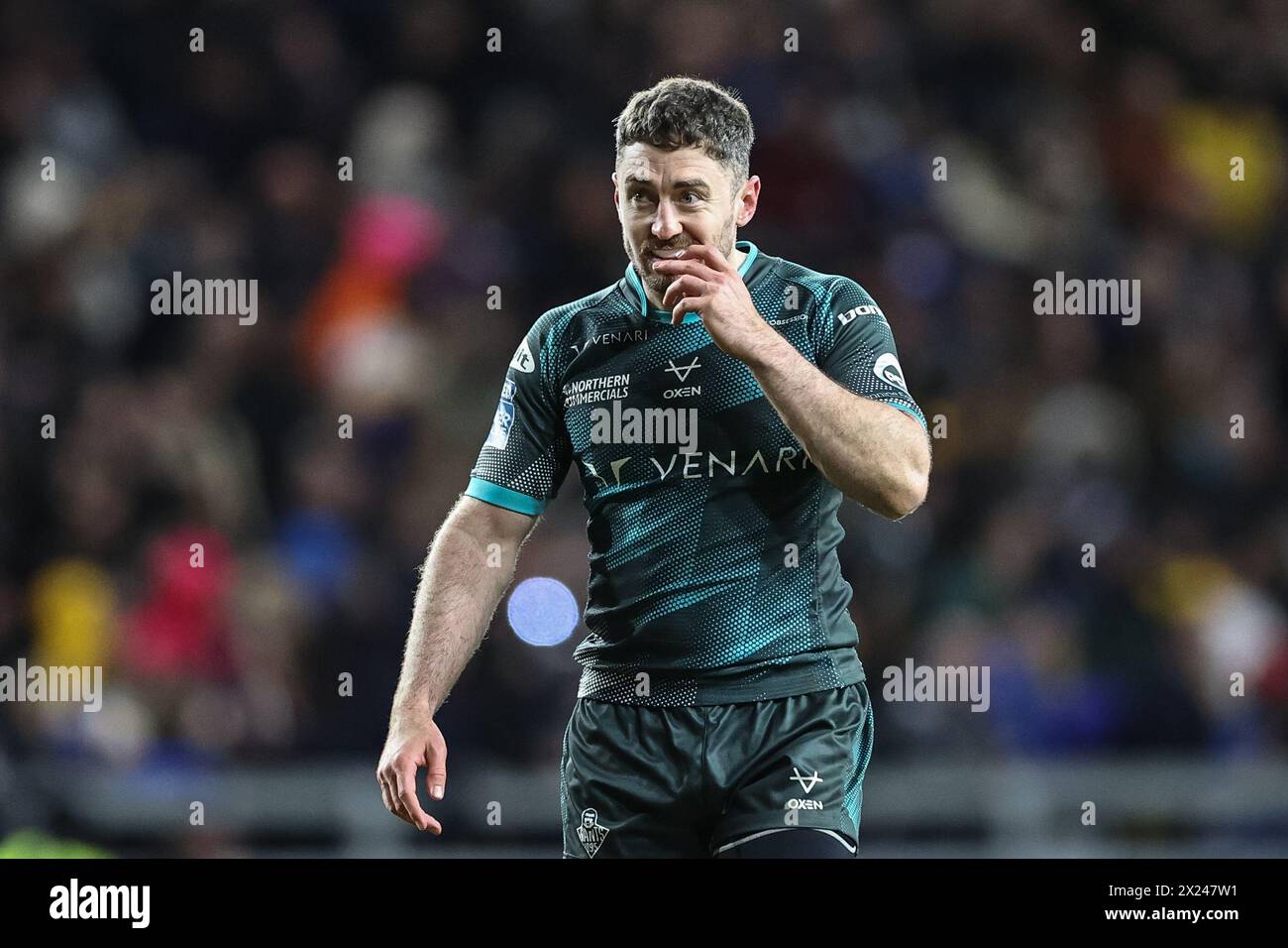 Leeds, UK. 19th Apr, 2024. Adam Clune of Huddersfield Giants pops his ...