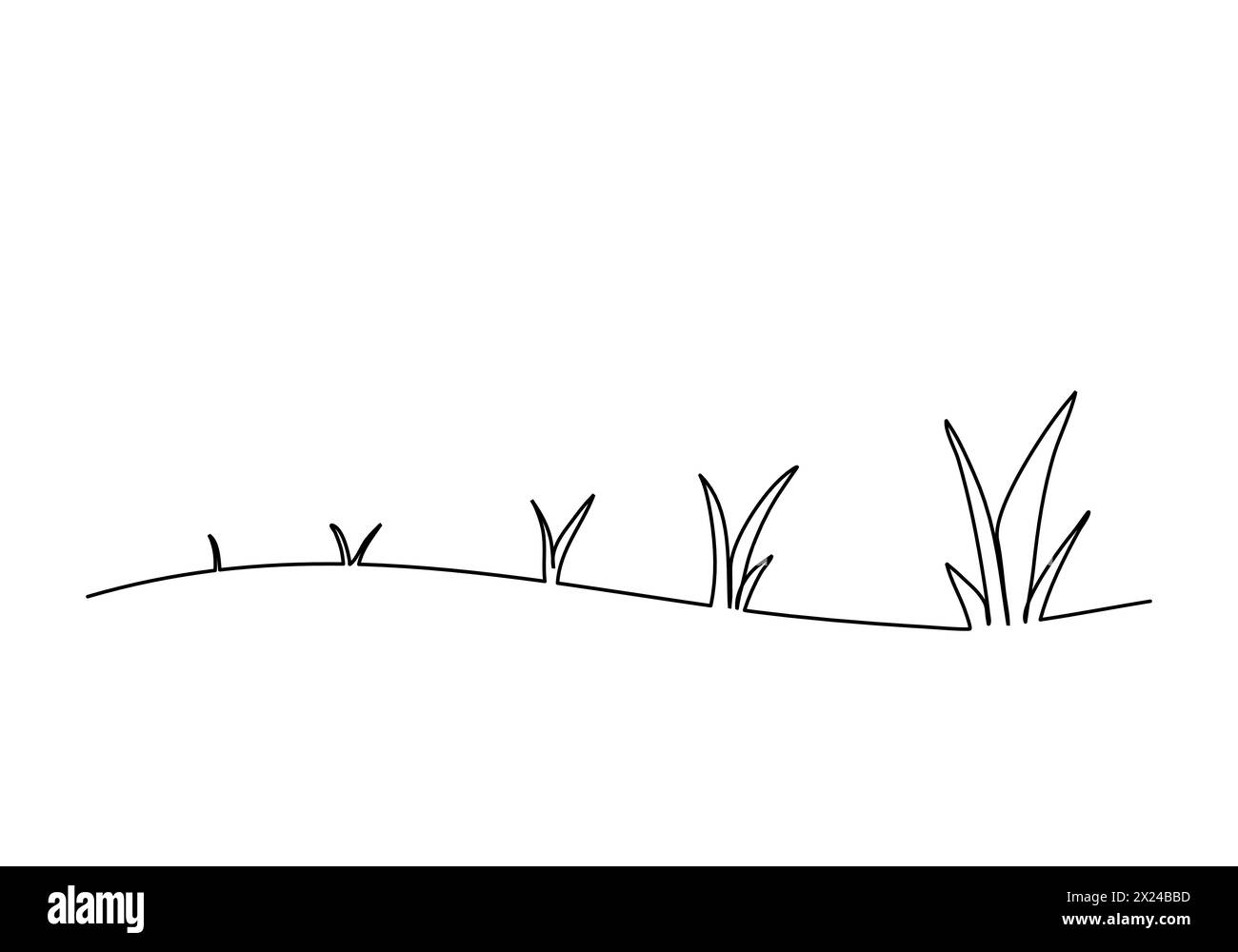 Grass doodle, one line drawing vector illustration. Stock Vector