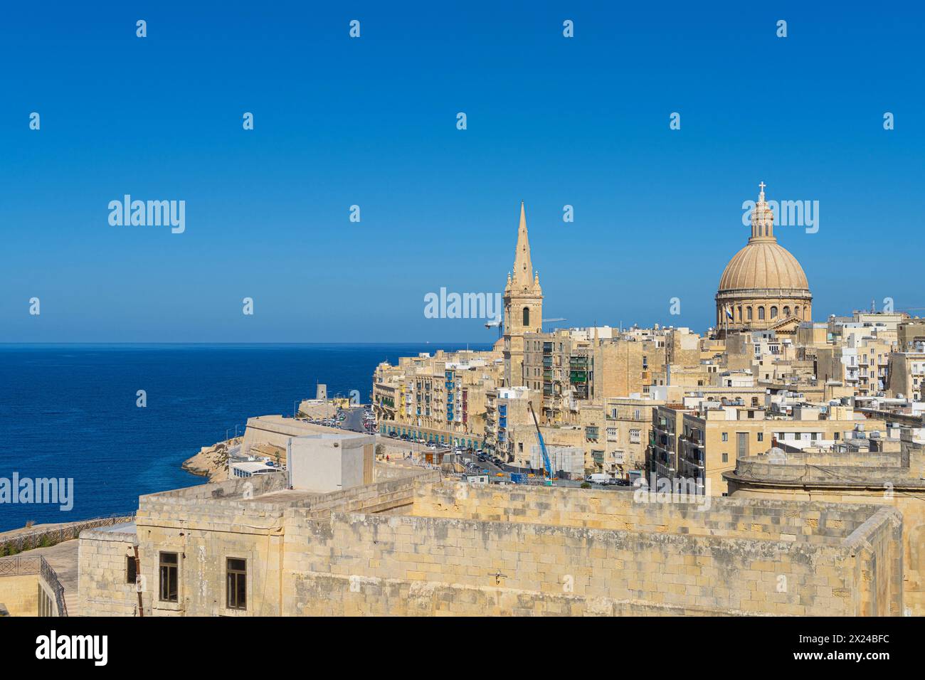 Valletta, Malta, April 03, 2024.  panoramic view of the buildings in the historic center of the city Stock Photo