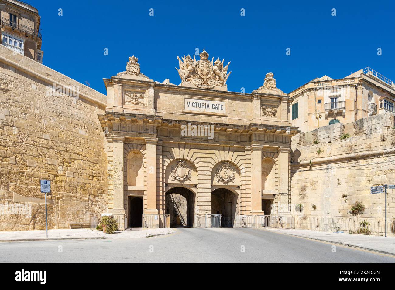 Valletta, Malta, April 03, 2024. view of the ancient  Victoria Gate in the city center Stock Photo