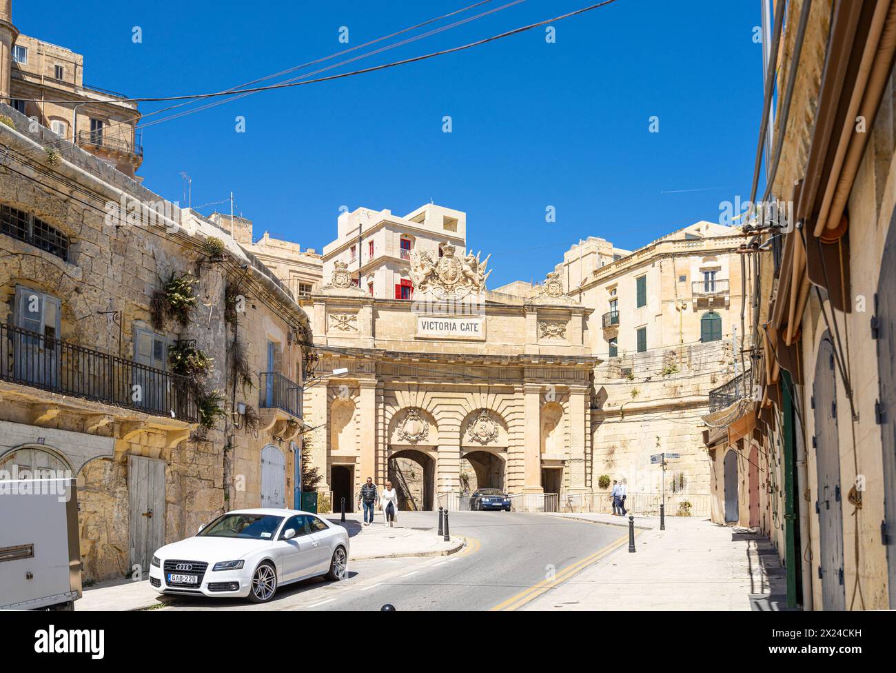 Valletta, Malta, April 03, 2024. view of the ancient  Victoria Gate in the city center Stock Photo