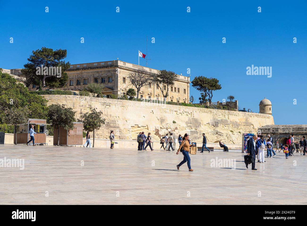 Valletta, Malta, April 03, 2024.  view of the large square at the entrance to the historic center of the city Stock Photo