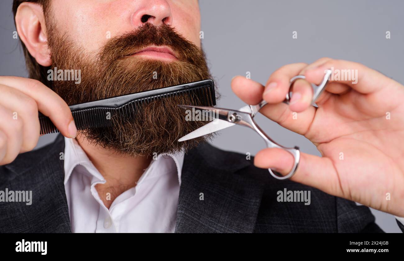 procedures. Professional beard care. Stylish bearded man in