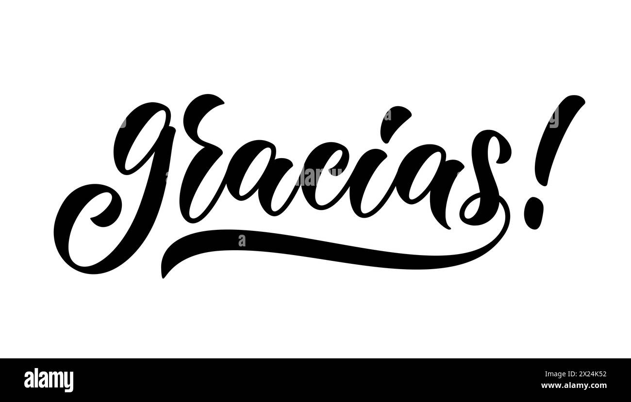 Gracias hand lettering. Spanish phrase that translates as Thank You