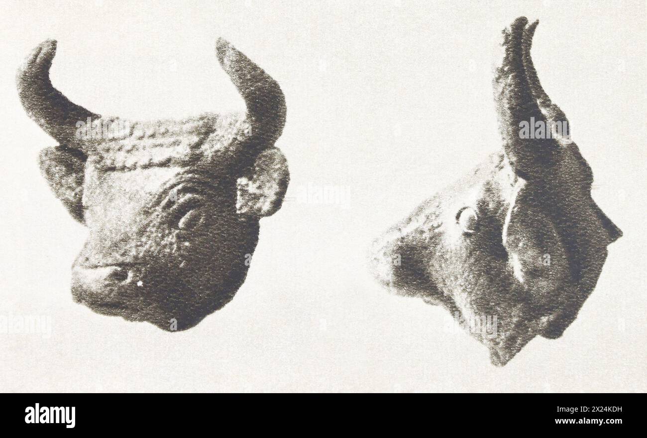 Silver head of a bull from a royal burial. First Dynasty of Ur. First half of the 3rd millennium BC. Stock Photo