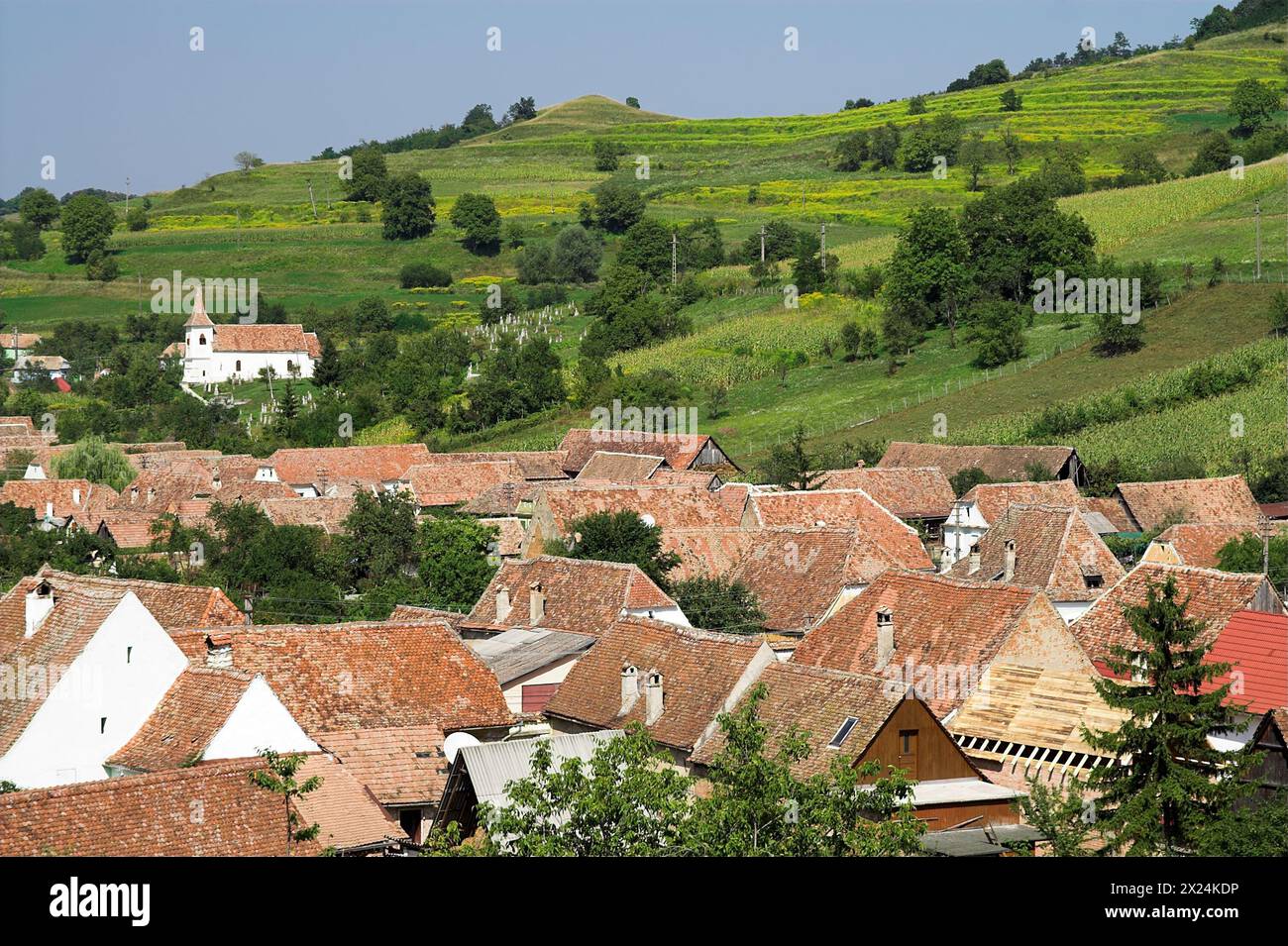 Biertan, Rumänien, Romania; general view of the village from above; Gesamtansicht des Dorfes von oben; vista general del pueblo desde arriba Stock Photo