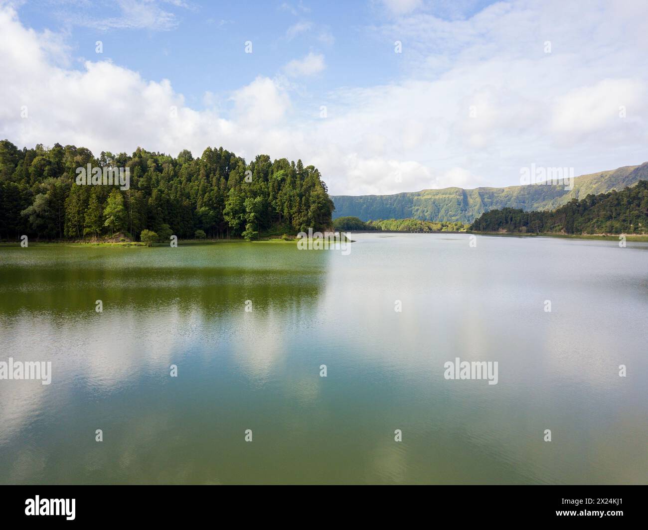 Twin Lakes Lagoon in Sete Cidades. Island  of São Miguel, Azores Portugal Stock Photo