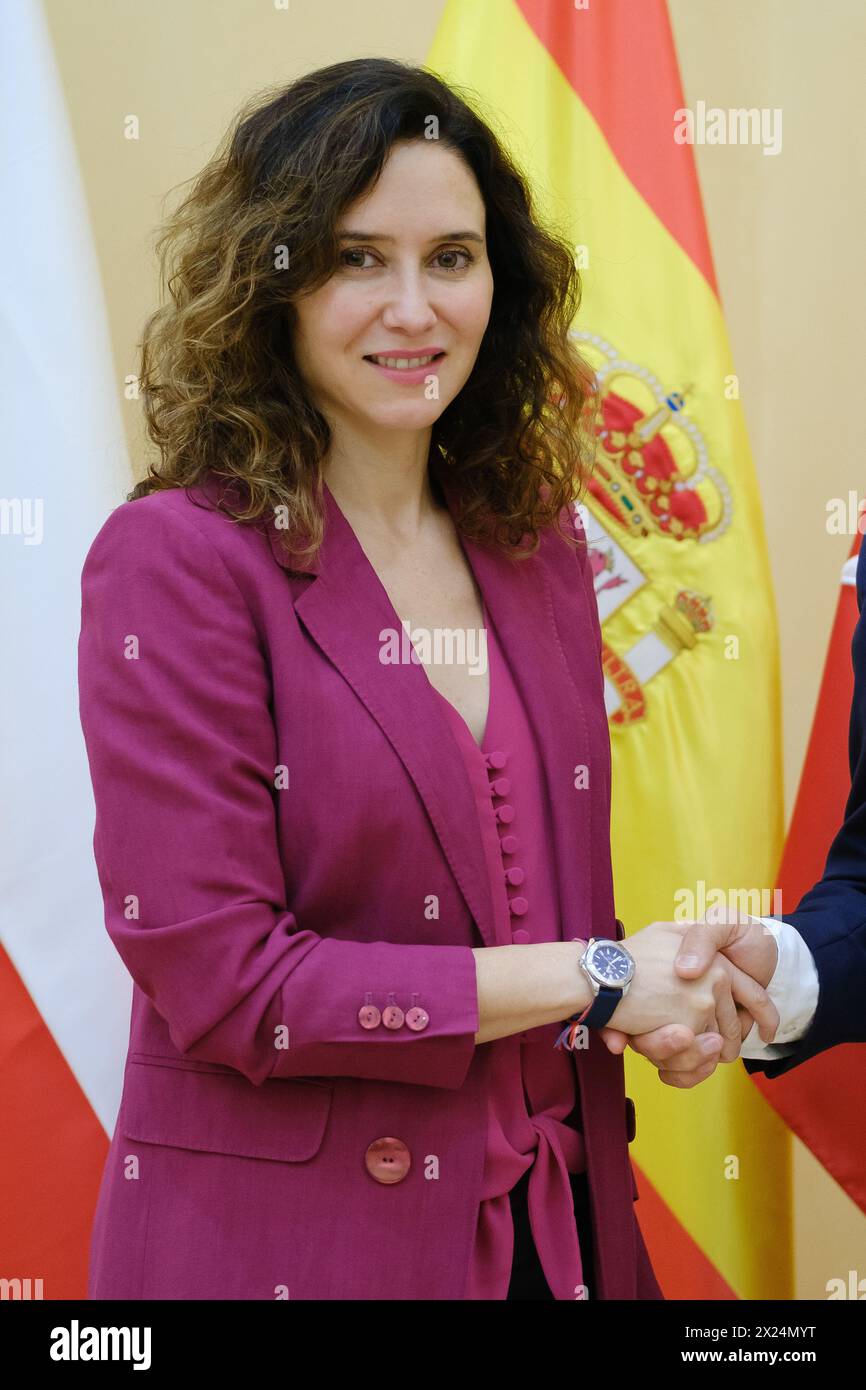 Ayuso Receives The Ambassador Of The Czech Republic In Spain Featuring: Isabel Diaz Ayuso Where: Madrid, Spain When: 19 Mar 2024 Credit: Oscar Gonzalez/WENN Stock Photo