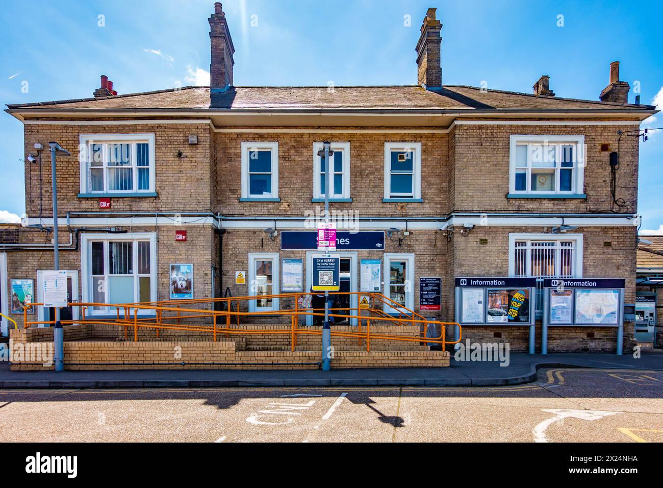 Front view of the railway station in StainesuponThames in Surrey, UK
