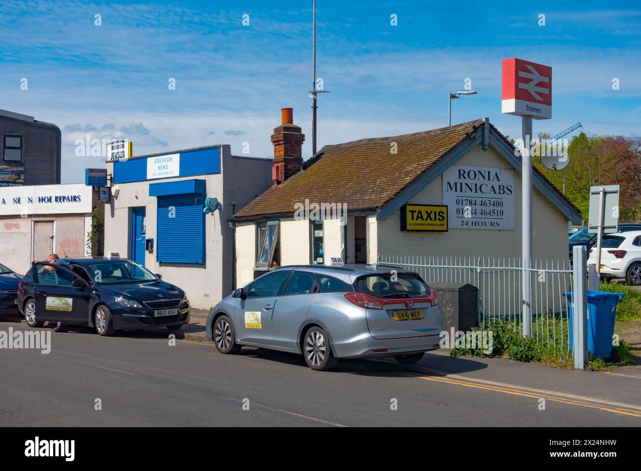A minicab company office based outside the railway station at Staines