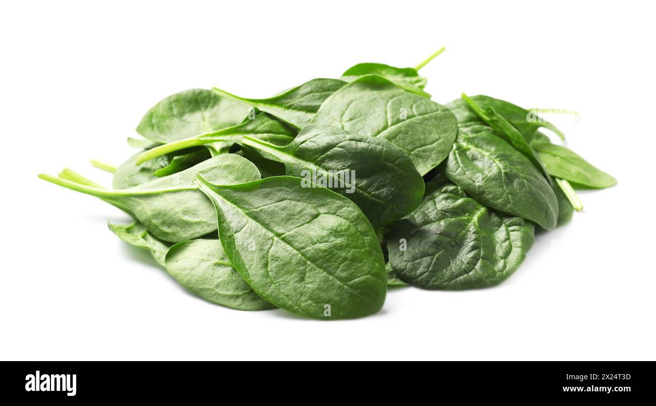 Pile of fresh spinach leaves isolated on white Stock Photo - Alamy