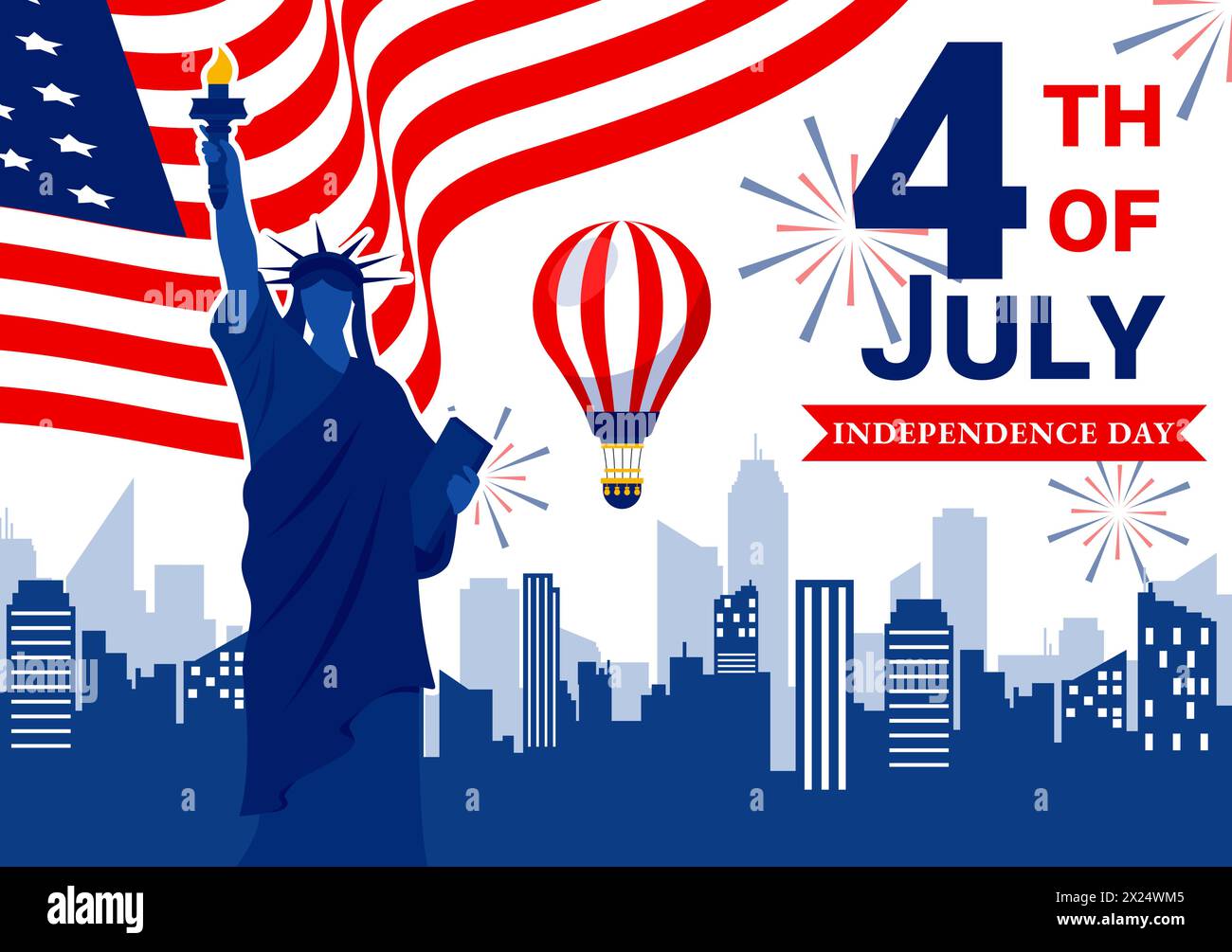 4th of July Happy Independence Day USA Vector Illustration with ...