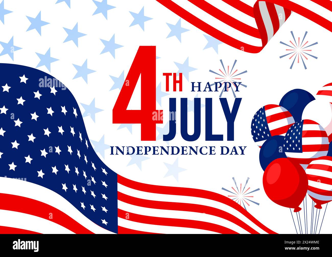 4th of July Happy Independence Day USA Vector Illustration with ...
