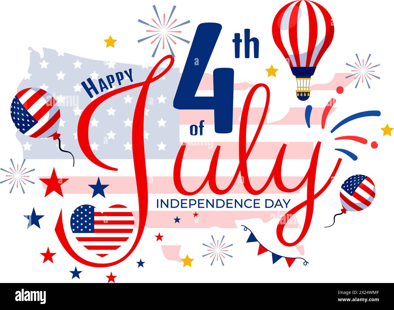 4th of July Happy Independence Day USA Vector Illustration with ...