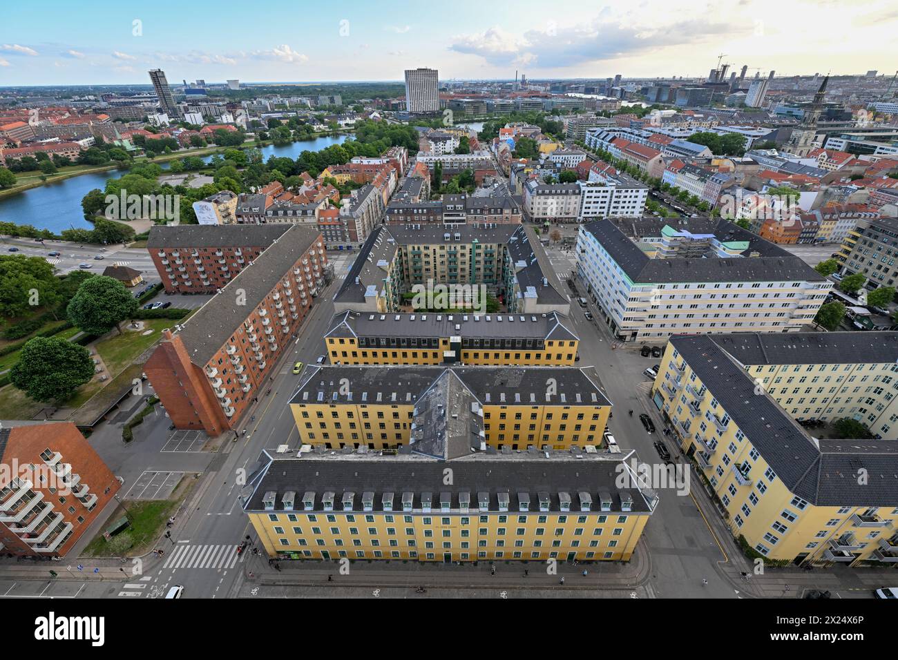 Panoramic view of the skyline of Copenhagen, Denmark from the Church of Our Savior. Stock Photo